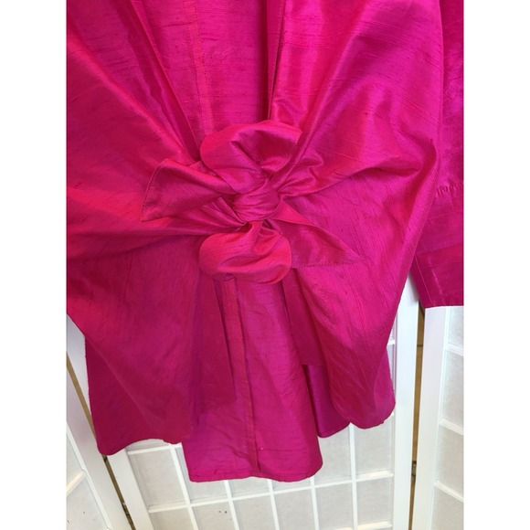 3 Sisters 100% Silk Bow‎ Front Women Barbie Pink Chic Valentine's day Medium Top - Picture 2 of 7